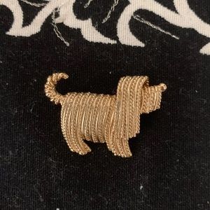 Vintage Napier Gold Plated Shag Dog Pin